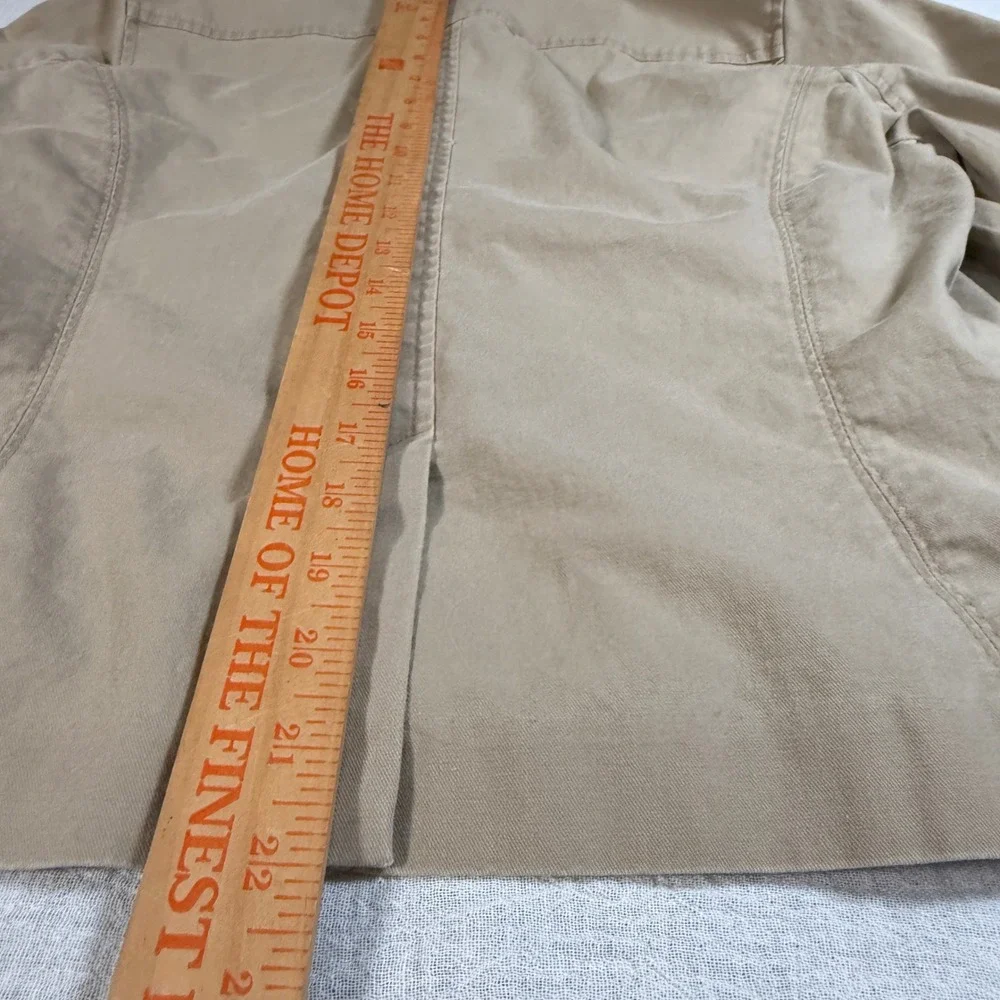 Talbots Stretch Utility‎ Jacket Khaki Beige Cotton Twill Cargo Coat Women's 12